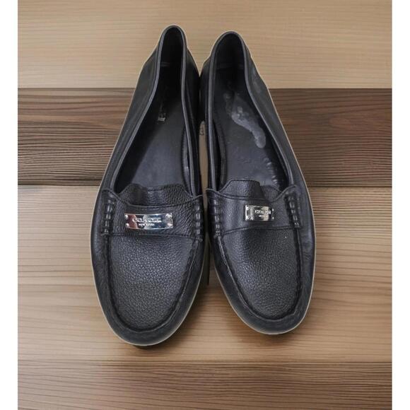Coach Fedrica Black Leather Loafers - Womens Size 10B - Picture 1 of 5